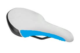 Седло спорт 276 х153мм VELO с логотипом Stels (белый/голубой)